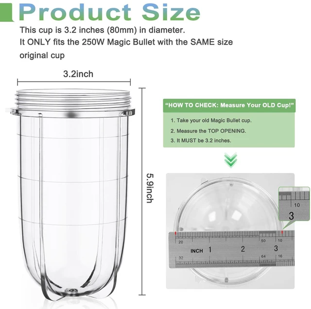Alt view image 2 of 7 - 2 Pack 16oz Replacement Cups for Magic Bullet 250W Blender | Food Grade Plastic Blender Cups, Fits 250W Magic Bullet MB1001 Series, Ideal for Fitness Shakes, Smoothies, & Daily Meal Prep