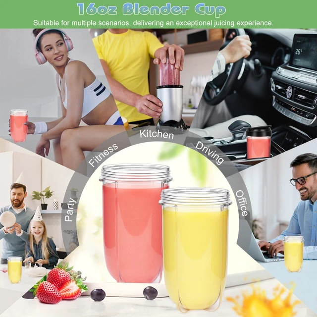 Alt view image 5 of 7 - 2 Pack 16oz Replacement Cups for Magic Bullet 250W Blender | Food Grade Plastic Blender Cups, Fits 250W Magic Bullet MB1001 Series, Ideal for Fitness Shakes, Smoothies, & Daily Meal Prep