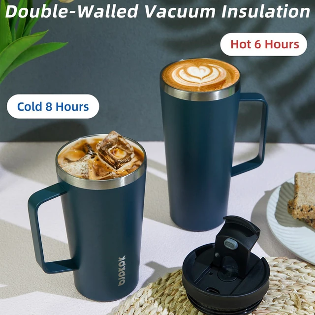 Alt view image 4 of 6 - 18oz Insulated Tumbler with Handle, Lid & Straw, Stainless Steel | Double Wall Vacuum Insulated Coffee Travel Mug - Keeps Cold & Hot, BPA Free, Cupholder Fit for Office, Gym & Travel