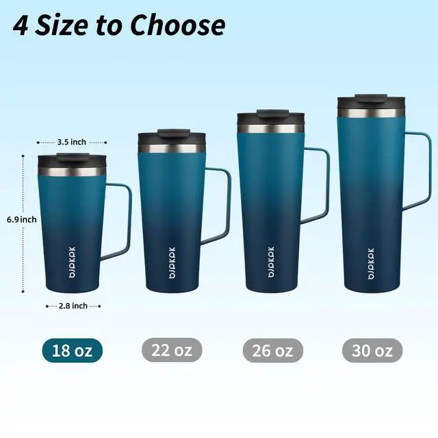 Alt view image 5 of 6 - 18oz Insulated Tumbler with Handle, Lid & Straw, Stainless Steel | Double Wall Vacuum Insulated Coffee Travel Mug - Keeps Cold & Hot, BPA Free, Cupholder Fit for Office, Gym & Travel
