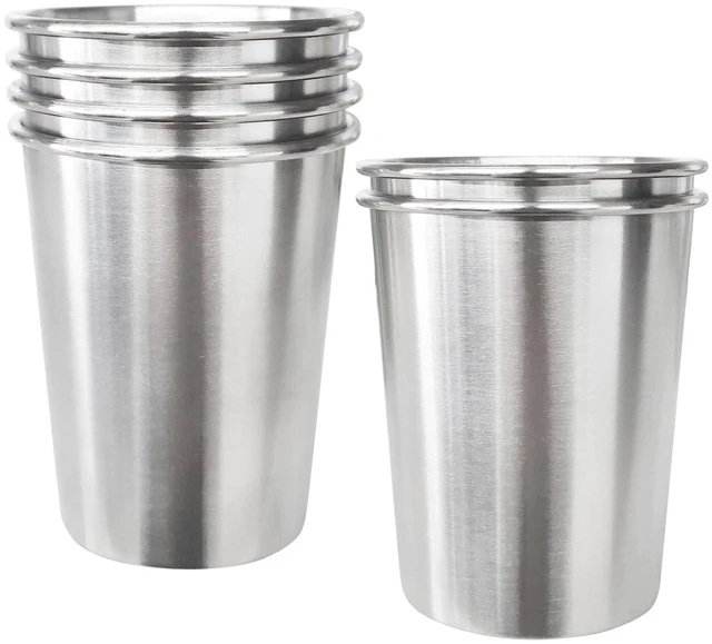 Alt view image 2 of 7 - 6 Pack 8 oz Stainless Steel Kids Cups, Children's Pint Cups, Stackable Metal Cups, Shatterproof Drinking Glasses