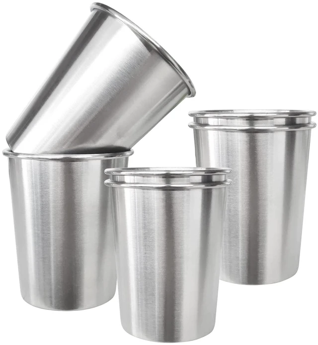 Alt view image 3 of 7 - 6 Pack 8 oz Stainless Steel Kids Cups, Children's Pint Cups, Stackable Metal Cups, Shatterproof Drinking Glasses