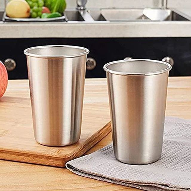 Alt view image 7 of 7 - 6 Pack 8 oz Stainless Steel Kids Cups, Children's Pint Cups, Stackable Metal Cups, Shatterproof Drinking Glasses