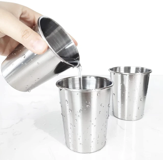 Alt view image 5 of 7 - 6 Pack 8 oz Stainless Steel Kids Cups, Children's Pint Cups, Stackable Metal Cups, Shatterproof Drinking Glasses