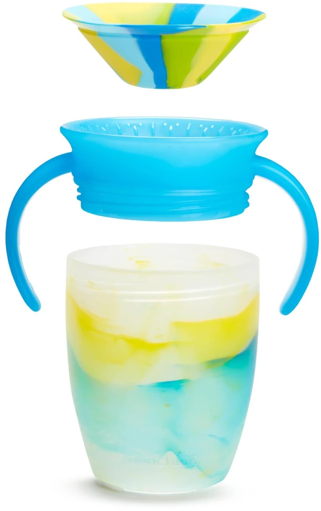 Alt view image 3 of 4 - Miracle 360 Sippy Cup for 6 Month Old, Spill Proof Baby and Toddler Cups with Transition Handles, 7 Ounce, Tropical Swirl, Blue/Green