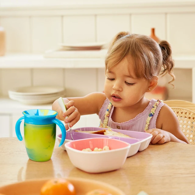 Alt view image 4 of 4 - Miracle 360 Sippy Cup for 6 Month Old, Spill Proof Baby and Toddler Cups with Transition Handles, 7 Ounce, Tropical Swirl, Blue/Green