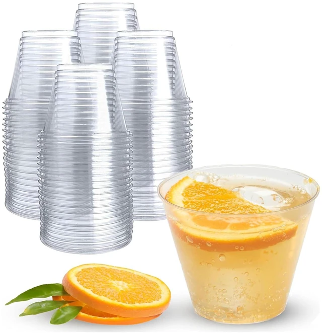 Main image of 50 Pack Plastic Cups - 9 oz Clear Disposable Cups for Cold Beverages, Cocktails, and Desserts - Durable Little Small Cup for Wine, Smoothies, Parties, Events, Catering, and Everyday Gatherings