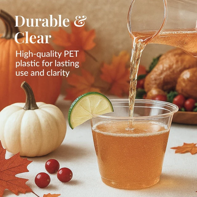 Alt view image 2 of 6 - 50 Pack Plastic Cups - 9 oz Clear Disposable Cups for Cold Beverages, Cocktails, and Desserts - Durable Little Small Cup for Wine, Smoothies, Parties, Events, Catering, and Everyday Gatherings