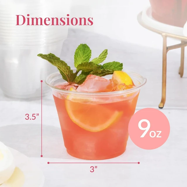 Alt view image 3 of 6 - 50 Pack Plastic Cups - 9 oz Clear Disposable Cups for Cold Beverages, Cocktails, and Desserts - Durable Little Small Cup for Wine, Smoothies, Parties, Events, Catering, and Everyday Gatherings