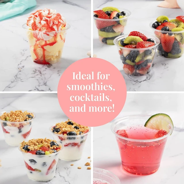 Alt view image 6 of 6 - 50 Pack Plastic Cups - 9 oz Clear Disposable Cups for Cold Beverages, Cocktails, and Desserts - Durable Little Small Cup for Wine, Smoothies, Parties, Events, Catering, and Everyday Gatherings
