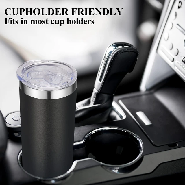 Alt view image 5 of 6 - Stainless Steel Skinny Tumbler, 20 oz Vacuum Insulated Tumbler with Lid and Straw, Double Wall Coffee Cup, Travel Mug for Cold Hot Drinks, Black 1 Pack