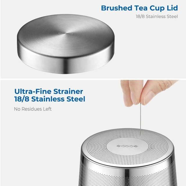 Alt view image 3 of 3 - 16.9oz Glass Tea Cup with Infuser and Lid 430ml(Use Capacity) | 500ml, Clear Glass Tea Cup, with Stainless Steel Infuser/Lid, Teacup for Loose Leaf Tea, Birthday for Parents Dad Mum Friends