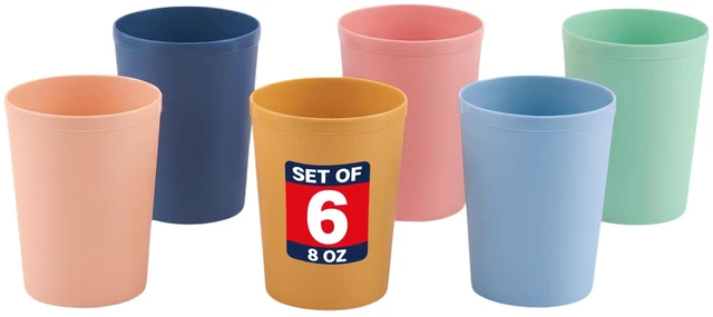 Main image of 6 Pcs. Small Reusable Cups 8 oz Unbreakable Drinking Glasses -Toddler Cups for Water, Juice, MilkBPA Free Stackable Tumblers Plastic Cup set for Kitchen, Picnics, Parties- Kid-Friendly