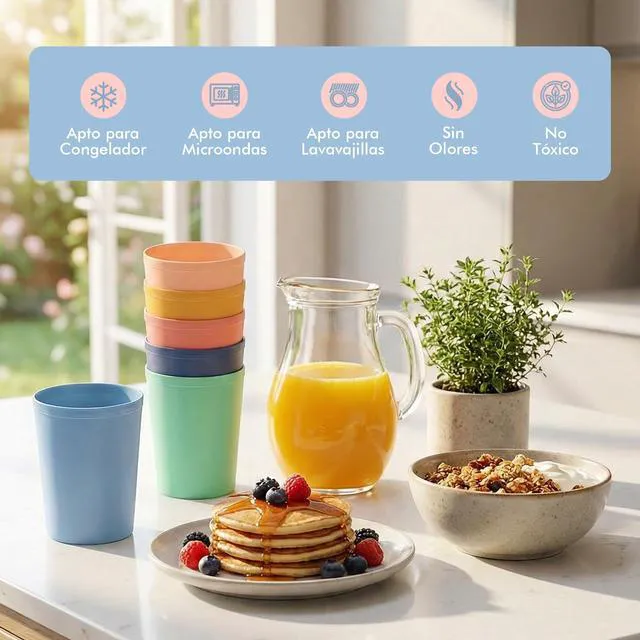 Alt view image 4 of 7 - 6 Pcs. Small Reusable Cups 8 oz Unbreakable Drinking Glasses -Toddler Cups for Water, Juice, MilkBPA Free Stackable Tumblers Plastic Cup set for Kitchen, Picnics, Parties- Kid-Friendly