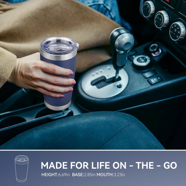 Alt view image 5 of 6 - 20 oz Tumbler Stainless Steel Tumblers Bulk with Lid Double Wall Insulated Coffee Tumbler Cups for Hot & Cold Drinks Powder Coated Travel Coffee Tumbler Mug Metal (Navy Blue, 1 pack)