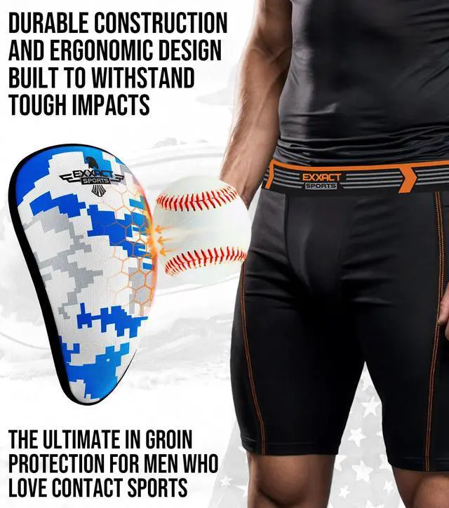 Alt view image 4 of 7 - Lightweight Athletic Cup Mens & Boys (S, White/Blue Camo) | Protective Groin Sports Cup, Baseball Cup Youth Boys for T-ball, Football, Lacrosse, Hockey & MMA