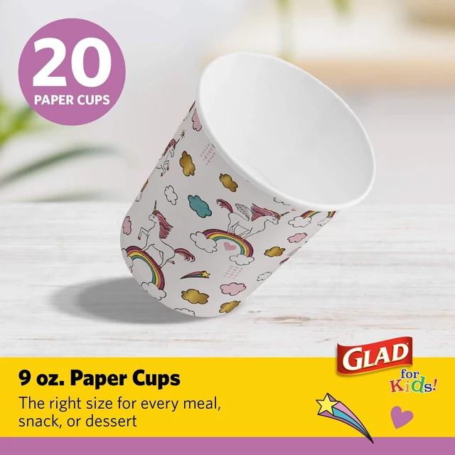 Alt view image 2 of 6 - for Kids Unicorn Disposable Paper Cups, 9 Oz, 20 Count | Fun kid-friendly design, for juice, water, and cold drinks, disposable, assorted patterns, party-ready