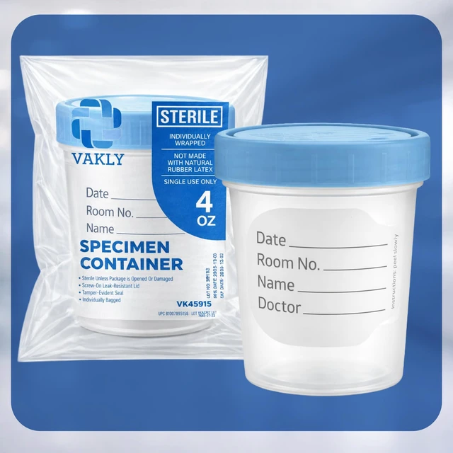 Alt view image 4 of 7 - Sterile Specimen Cups 4 oz, Urine Collection Cups 3 Count | Individually bagged sterile cups with screw-on lids for urine collection, specimen testing, and secure sample handling