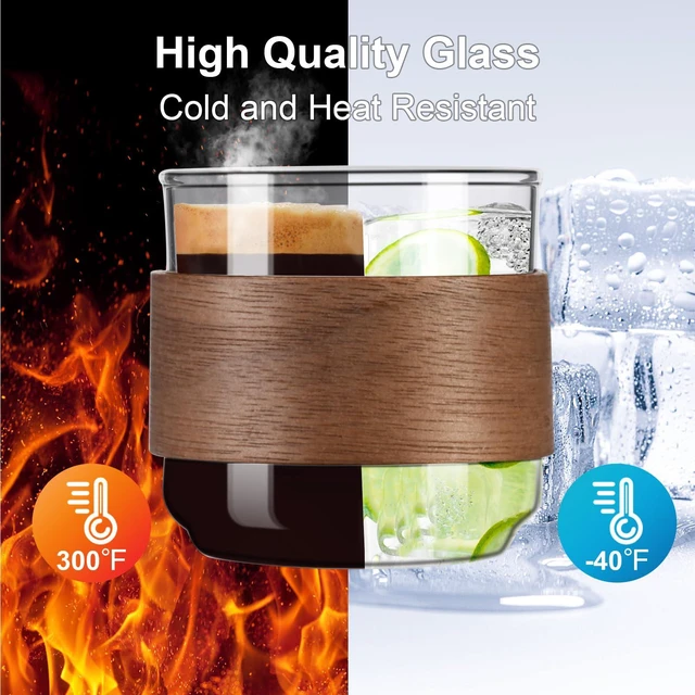 Alt view image 4 of 6 - Espresso Cups, 5 oz Espresso Shot Cups with Wooden Ring, Set of 2 | Clear espresso shot glass works as a cortado cup; expresso shots cup and double espresso cups serve as espresso accessories