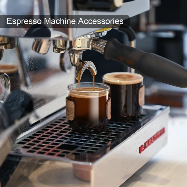 Alt view image 5 of 6 - Espresso Cups, 5 oz Espresso Shot Cups with Wooden Ring, Set of 2 | Clear espresso shot glass works as a cortado cup; expresso shots cup and double espresso cups serve as espresso accessories