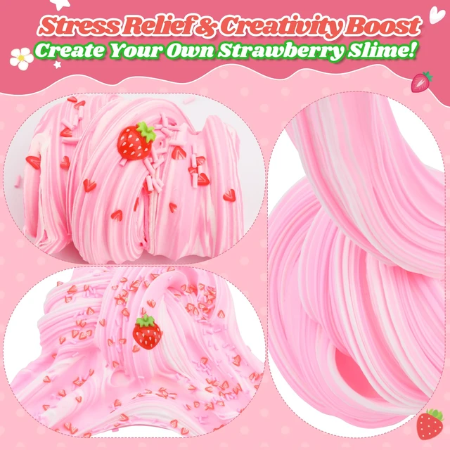 Alt view image 5 of 7 - Strawberry Butter Slime, Scented Slime Kit, Kids Toys for Ages 5-7 8-13 Girls Boys, Squishy Sensory Toy Teen Girl Birthday Gifts, Cute Stuff Party Favors Stocking Stuffers for 4 6 9 10 11 12 Year Old