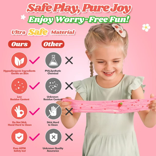 Alt view image 4 of 7 - Strawberry Butter Slime, Scented Slime Kit, Kids Toys for Ages 5-7 8-13 Girls Boys, Squishy Sensory Toy Teen Girl Birthday Gifts, Cute Stuff Party Favors Stocking Stuffers for 4 6 9 10 11 12 Year Old