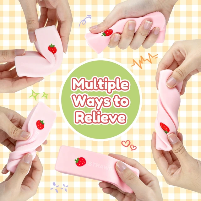 Alt view image 5 of 7 - Butter Squishy, Strawberry Slow Rebound Squeeze Toy, Sensory Stress-Relief fingertip Toy for Anxiety, Strawberry Stick Squeeze Toy, Soft Pink Squeeze Clay, Suitable as a Classroom Reward Toy