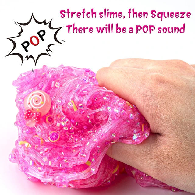 Alt view image 3 of 5 - Pink Bingsu Slime, Non-Sticky Glimmer Crunchy Slime, Slimes Party Favors for Kids, Slimes Sensory Experience Toys, Birthday Easter Halloween Girls BoysTeens Gift