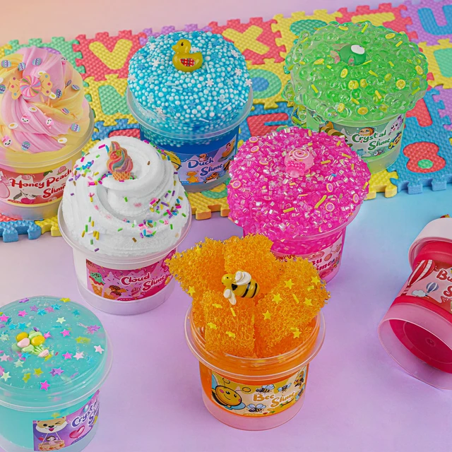 Alt view image 4 of 5 - Pink Bingsu Slime, Non-Sticky Glimmer Crunchy Slime, Slimes Party Favors for Kids, Slimes Sensory Experience Toys, Birthday Easter Halloween Girls BoysTeens Gift