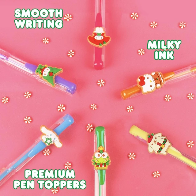 Alt view image 3 of 6 - And Friends Holiday Gel Pens, 6-Pack, Fun Sanrio Pen Toppers Included Featuring My Melody, Hello Kitty, Pompompurin, Keroppi & More, Sanrio Stuff, Cute School Supplies, Stocking Stuffers