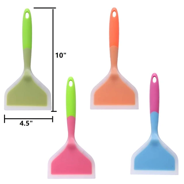 Alt view image 2 of 5 - Omelette Spatula 10-Inch Silicone Pancakes Shovel Durable Heat-resistant Wide Spatula Turner Nonstick Fried Shovel for Eggs Crepes Brownies Fish Pancake Pizza (Blue)