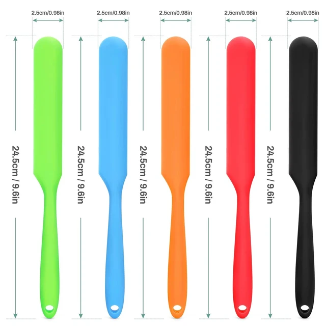 Alt view image 6 of 7 - 5Pcs Silicone Jar Spatulas - Cake Cream Spatulas Set, 9.8 inch Non-Stick Heat Resistant Mixing Butter Spatulas Baking Scrapers for Jars Blenders Cooking Stirring (5 Color)