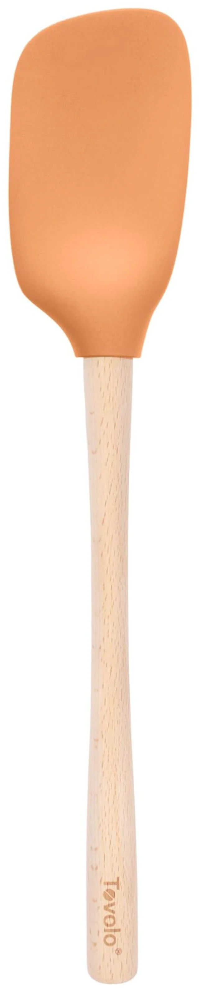 Main image of Silicone Spoonula Silicone Spoon Spatula With Wooden Handle for Cooking Mixing Baking, Large Heat Resistant Multifunction Spatula Cooking Spoon Wood Handle Kitchen Utensil Apricot Orange