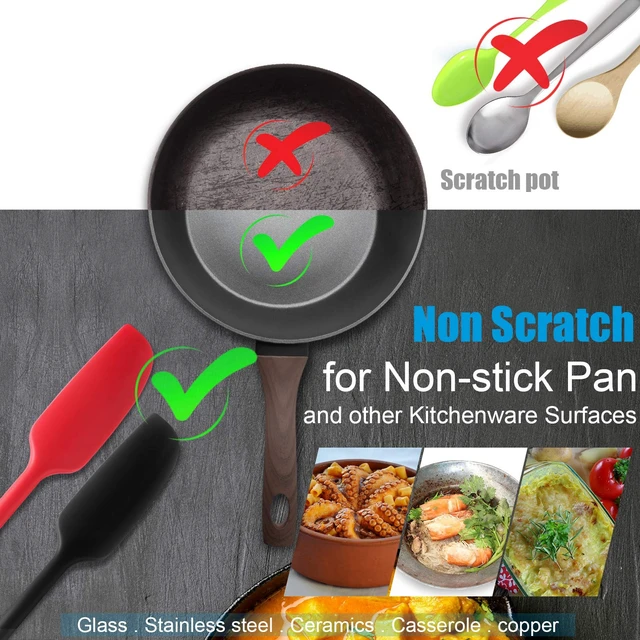 Alt view image 3 of 6 - 2 Pieces 2 Pcs Silicone Jar Spatula Long Handle Scraper, Red, Black | Non-stick Rubber Heat Resistant Spatula Silicone Scraper for Jars, Smoothies, Blenders Cooking Baking Stirring Mixing Tools