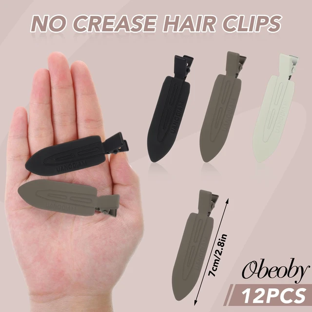 Alt view image 2 of 7 - 12 Pcs No Crease No Bend Hair Clips for Women Girls Makeup Styling | 2.8-in Brown/Black/White Metal Small Flat Hair Pins with Storage Box, Hair Accessory Barrettes for Thin Short Bangs Gifts