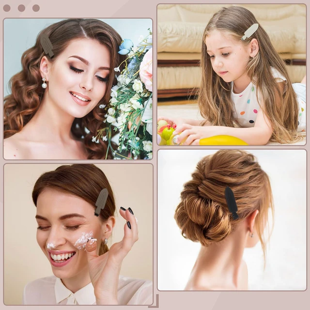 Alt view image 5 of 7 - 12 Pcs No Crease No Bend Hair Clips for Women Girls Makeup Styling | 2.8-in Brown/Black/White Metal Small Flat Hair Pins with Storage Box, Hair Accessory Barrettes for Thin Short Bangs Gifts