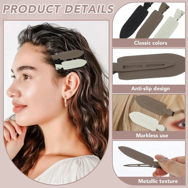 Alt view image 4 of 7 - 12 Pcs No Crease No Bend Hair Clips for Women Girls Makeup Styling | 2.8-in Brown/Black/White Metal Small Flat Hair Pins with Storage Box, Hair Accessory Barrettes for Thin Short Bangs Gifts