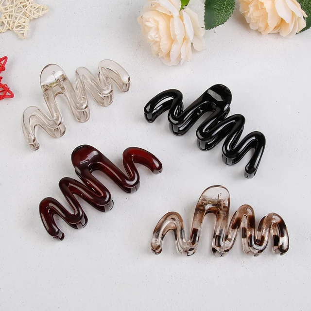 Alt view image 2 of 7 - Claw Clips for Women 4Pcs Wavy Hair Clips for Thick Hair Non Slip Hair Clip Claw for Women's Hair Cute Hair Accessories