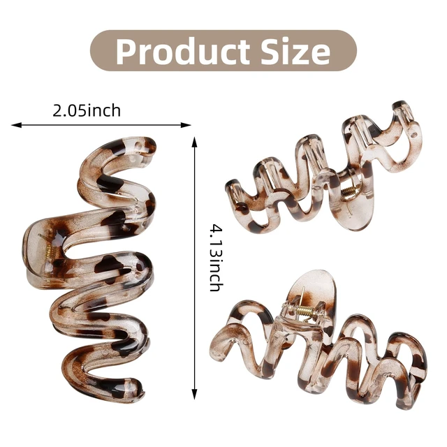 Alt view image 3 of 7 - Claw Clips for Women 4Pcs Wavy Hair Clips for Thick Hair Non Slip Hair Clip Claw for Women's Hair Cute Hair Accessories