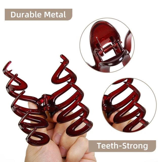 Alt view image 4 of 7 - Claw Clips for Women 4Pcs Wavy Hair Clips for Thick Hair Non Slip Hair Clip Claw for Women's Hair Cute Hair Accessories