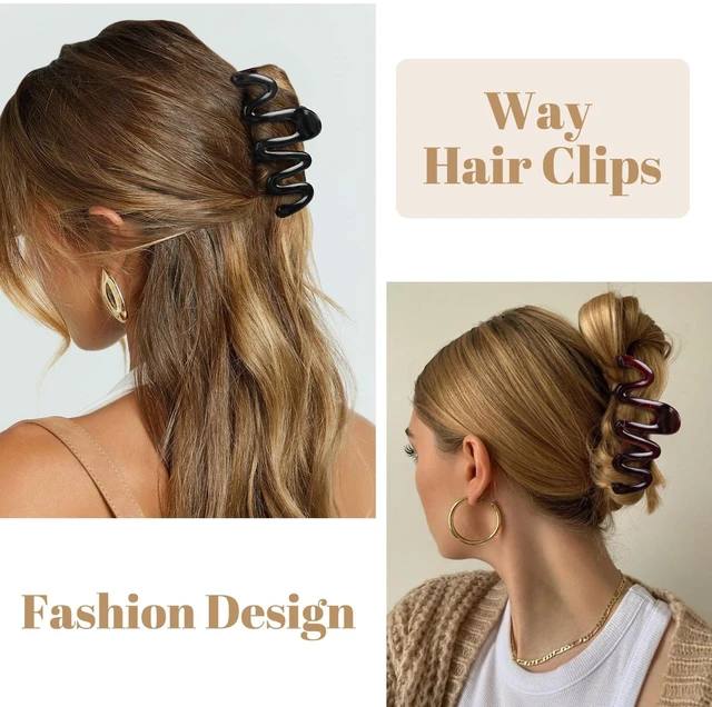 Alt view image 7 of 7 - Claw Clips for Women 4Pcs Wavy Hair Clips for Thick Hair Non Slip Hair Clip Claw for Women's Hair Cute Hair Accessories