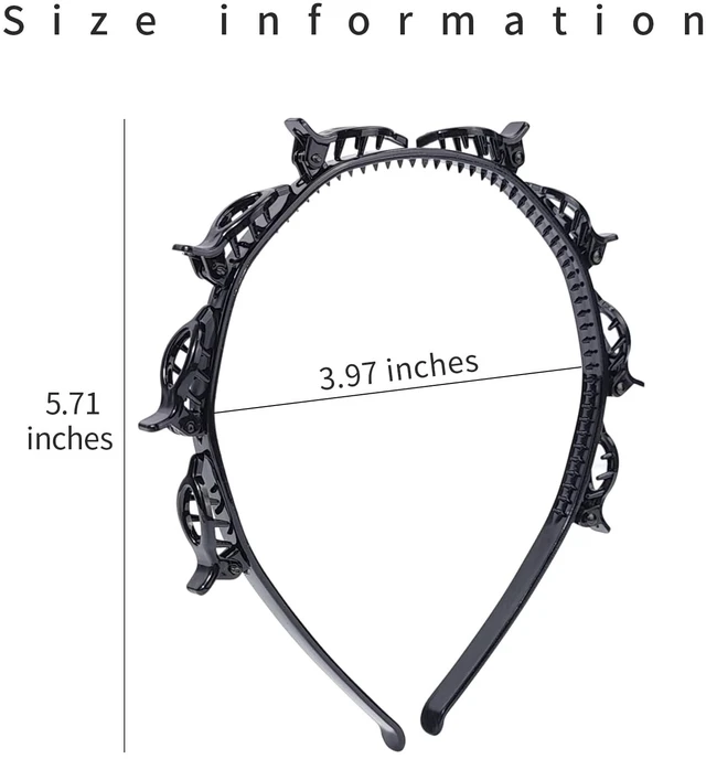 Alt view image 7 of 7 - 2 Pack Clip Headband for Twisty Bangs, 90s Hair Accessories for Women with 8 Mini Clips, Braided Hair Clip Headbands for Y2K Fashion Styling, Black and Brown