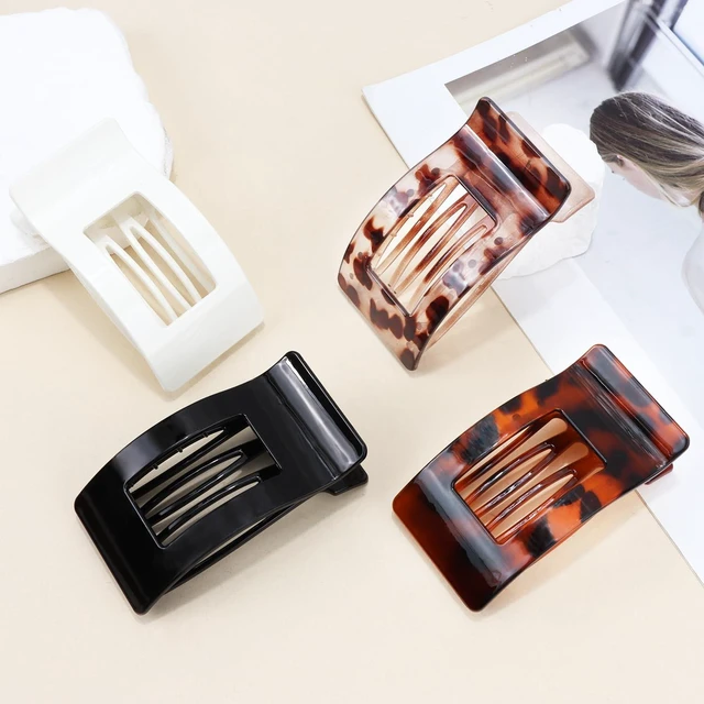 Alt view image 2 of 7 - Flat Hair Clips for Women Girls, Matte Lay Flat Claw Clips, Strong Hold Large Side Hair Clip All Hair Types, French Duck Billed Hair Jaw Claw Clip, Non Slip Grip for Daily Styling Tortoise