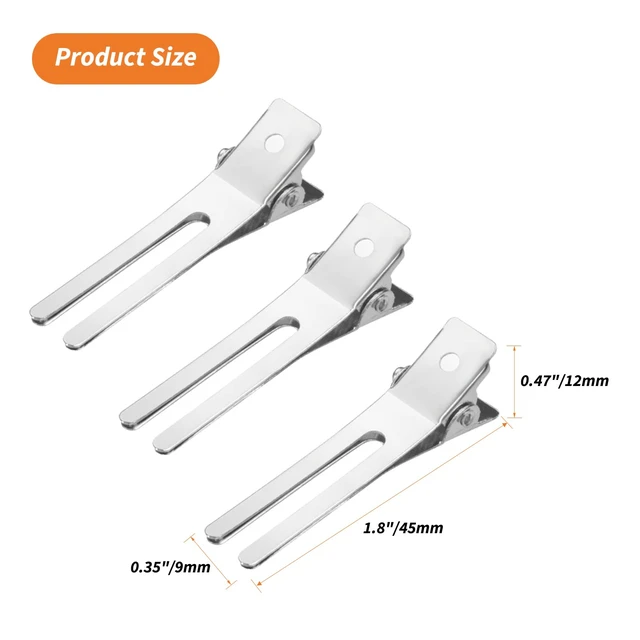 Alt view image 3 of 7 - 60Pcs Double Prong Pin Curl Clips, 1.8 inch Duck Billed Hair Clips | Silver Duckbill Curl Clips for Styling Sectioning, Alligator Hair Clips with Storge Case for Makeup, Hair Salon, Barber, DIY