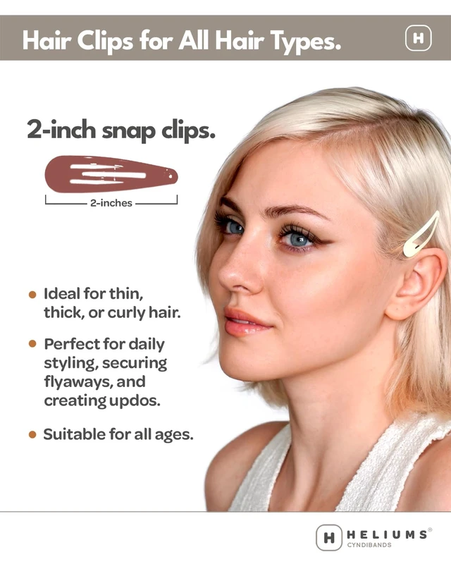 Alt view image 2 of 7 - Snap Hair Clips for Women - Auburn Red - 2 Inch Metal Barrettes for Thin Hair and Kids, Neutral Colors - 12 Count
