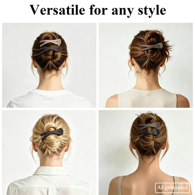 Alt view image 3 of 7 - Large Flat Hair Clips for Women, Claw Clips for Medium Thick Hair | Strong Hold French Hair Clips for Styling, Driving, Daily Wear | Beige, Light Brown, Dark Brown, Black - 4Pcs