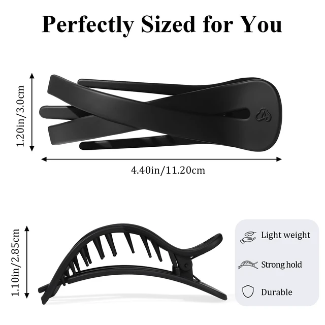 Alt view image 6 of 7 - Large Flat Hair Clips for Women, Claw Clips for Medium Thick Hair | Strong Hold French Hair Clips for Styling, Driving, Daily Wear | Beige, Light Brown, Dark Brown, Black - 4Pcs