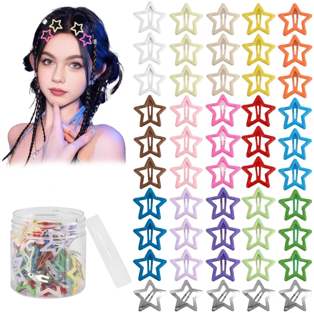 Main image of Star Hair Accessories - 50Pcs Colorful Metal Non-Slip Snap Hair Clips and Barrettes for Girls and Women