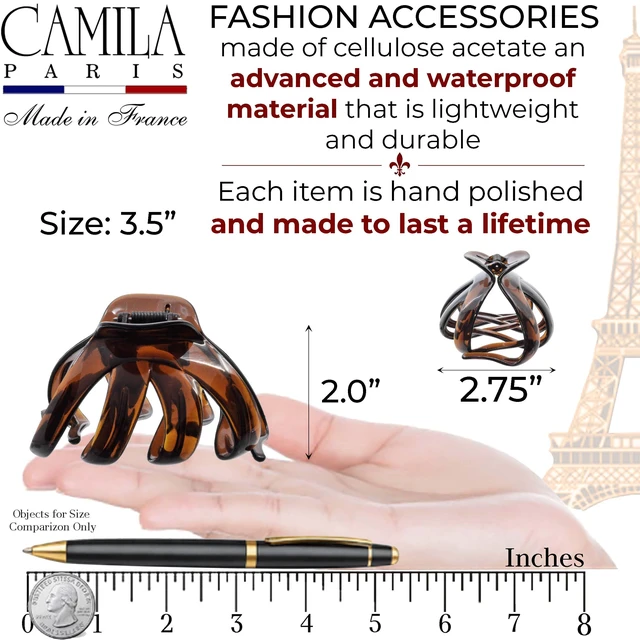 Alt view image 3 of 7 - Paris AD716 Octopus Hair Clips 3.5" Large Claw Clips for Thick Hair | Girl Octopus Claw Clip for Women, Jaw Hair Clip for Women, Made in France