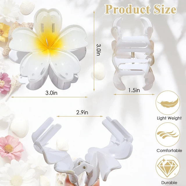 Alt view image 3 of 7 - 6 Pcs Flower Hair Claw Clips for Women & Girls Hair Accessories | Durable & Sturdy Plastic, Strong Hold Large Beach Clips for Thick & Curly Hair, Hawaiian Stylish Gifts for Ladies(Hawaiian)